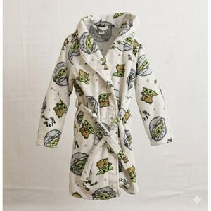 Star Wars Unisex Youth White Baby Yoda / Grogu Tie Up Bathrobe. Size L